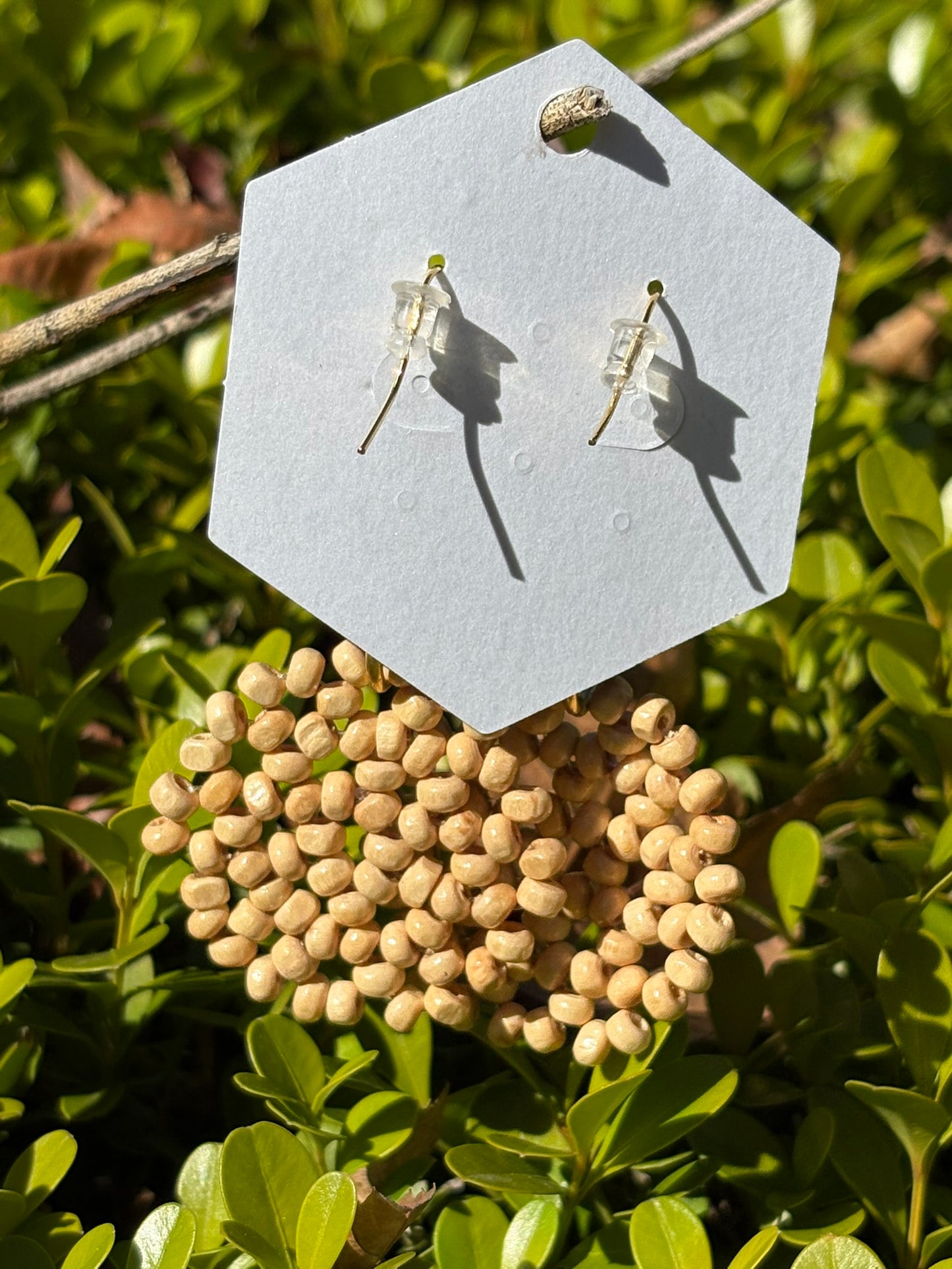 ウッドビーズイヤリング - Wood Bead Earrings