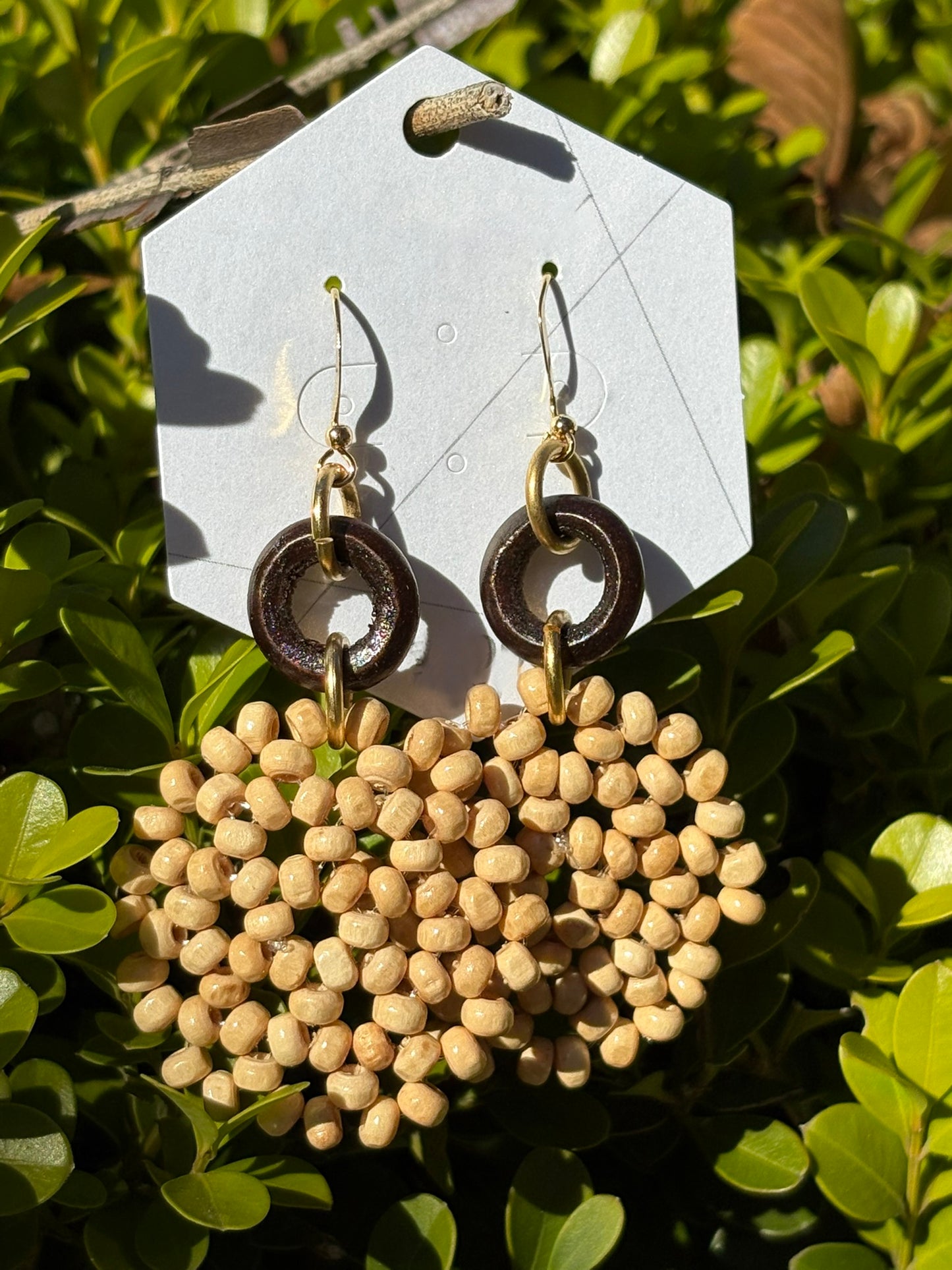 ウッドビーズイヤリング - Wood Bead Earrings