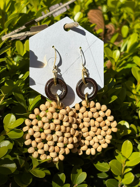 ウッドビーズイヤリング - Wood Bead Earrings