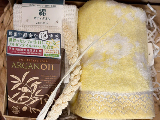 Argan Oil Facial Soap & Cotton Towel Set-Box04